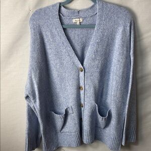 Ella Moss Light Blue V-Neck Button Front Cardigan